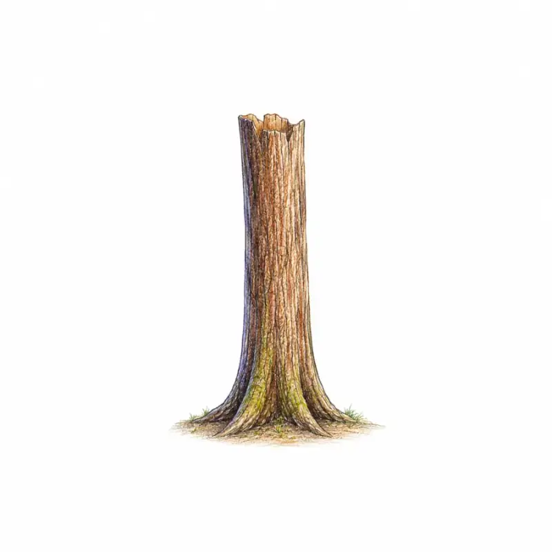 Pencil tree drawing demonstrating graphite shading on trunk and foliage