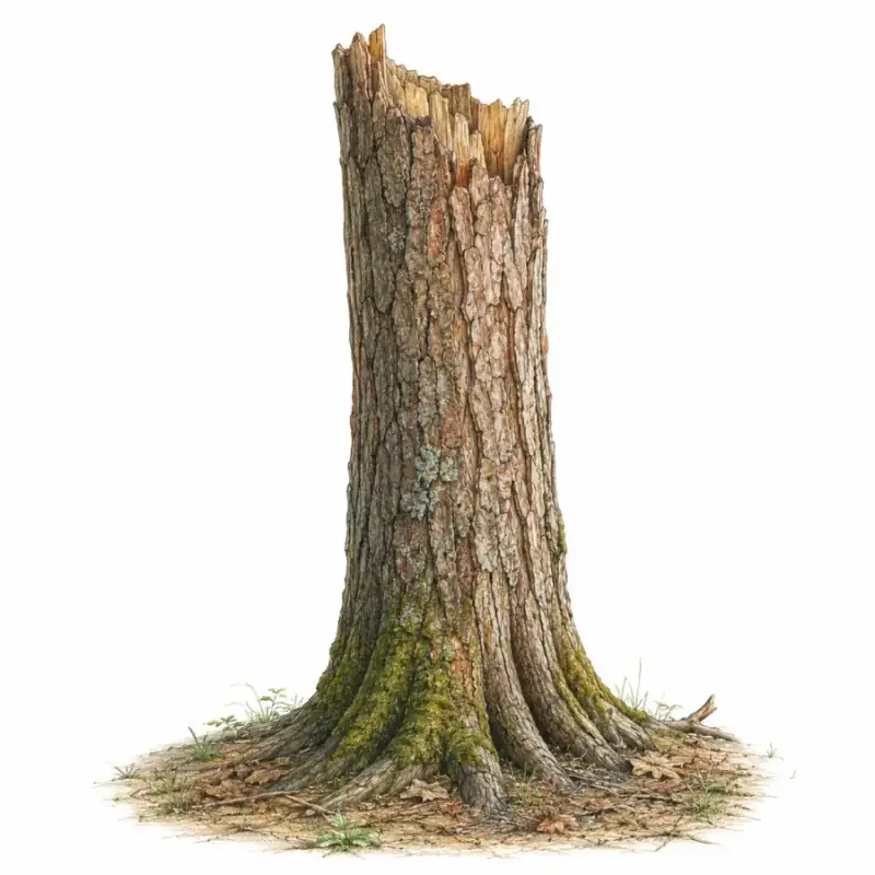 Realistic detailed tree drawing with bark texture and overlapping branches